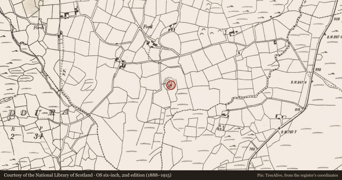 Ordnance Survey six-inch map, 2nd edition (1888–1915) covering the location of Enclosure, Cathair Na Cáithe, County Cork, with a pin at the register's coordinates