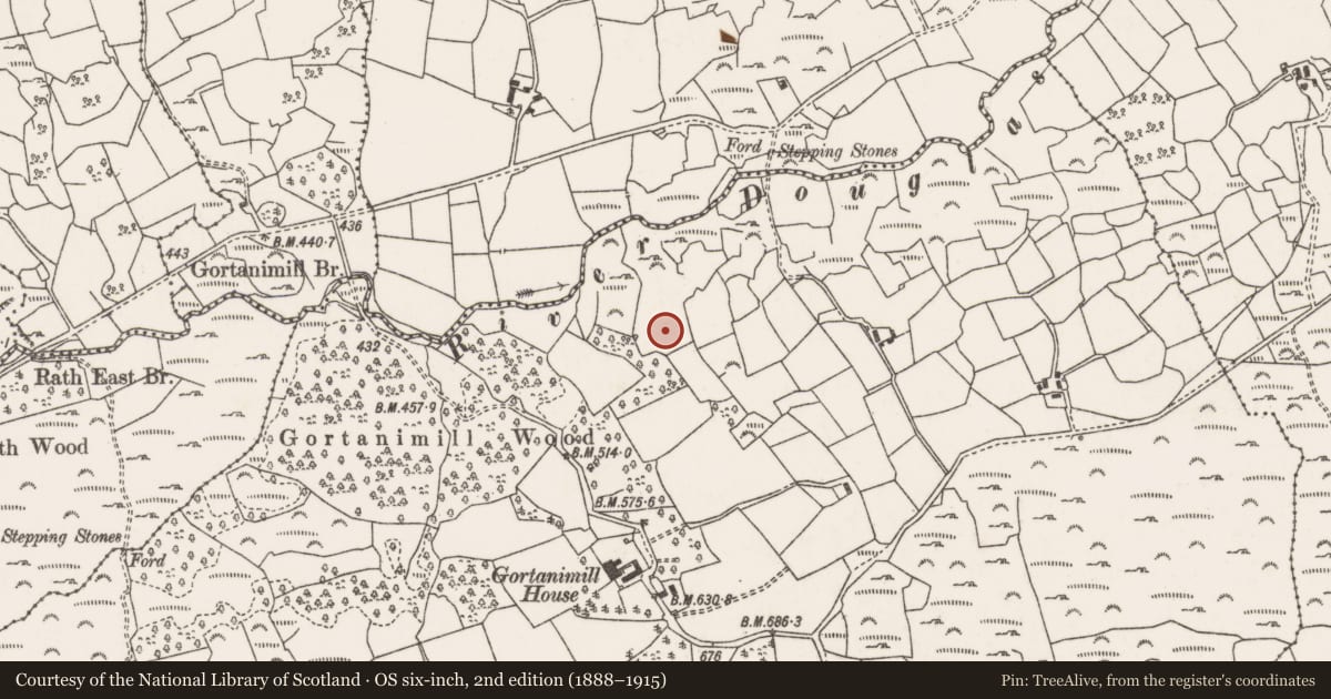 Ordnance Survey six-inch map, 2nd edition (1888–1915) covering the location of Mass-rock, Gort An Imill, County Cork, with a pin at the register's coordinates