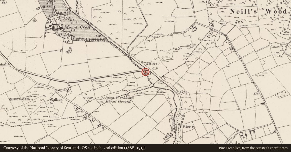Ordnance Survey six-inch map, 2nd edition (1888–1915) covering the location of Mill - unclassified, Kilboultragh, County Cork, with a pin at the register's coordinates