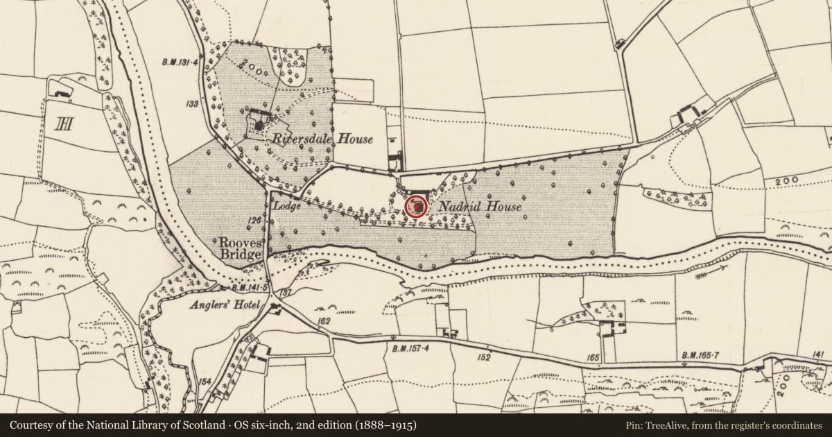 Ordnance Survey six-inch map, 2nd edition (1888–1915) covering the location of Country house, Nadrid, County Cork, with a pin at the register's coordinates
