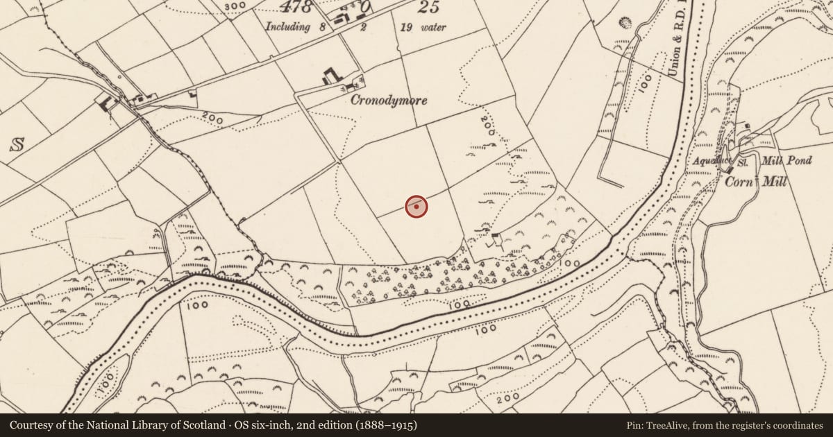 Ordnance Survey six-inch map, 2nd edition (1888–1915) covering the location of Dovecote, Cronody, County Cork, with a pin at the register's coordinates
