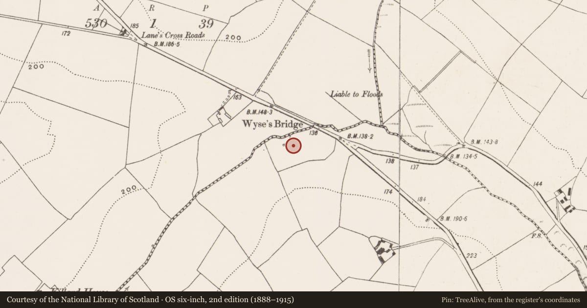 Ordnance Survey six-inch map, 2nd edition (1888–1915) covering the location of Fulacht fia, Clogheen, County Cork, with a pin at the register's coordinates