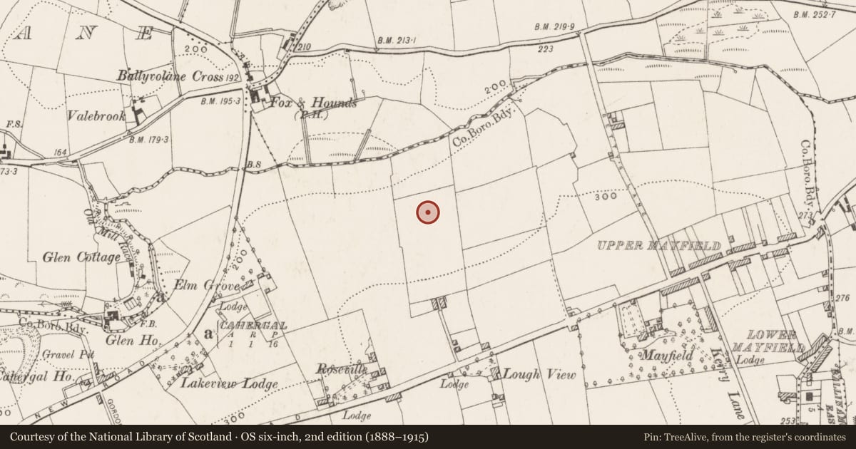 Ordnance Survey six-inch map, 2nd edition (1888–1915) covering the location of Ringfort - rath, Cahergal, County Cork, with a pin at the register's coordinates