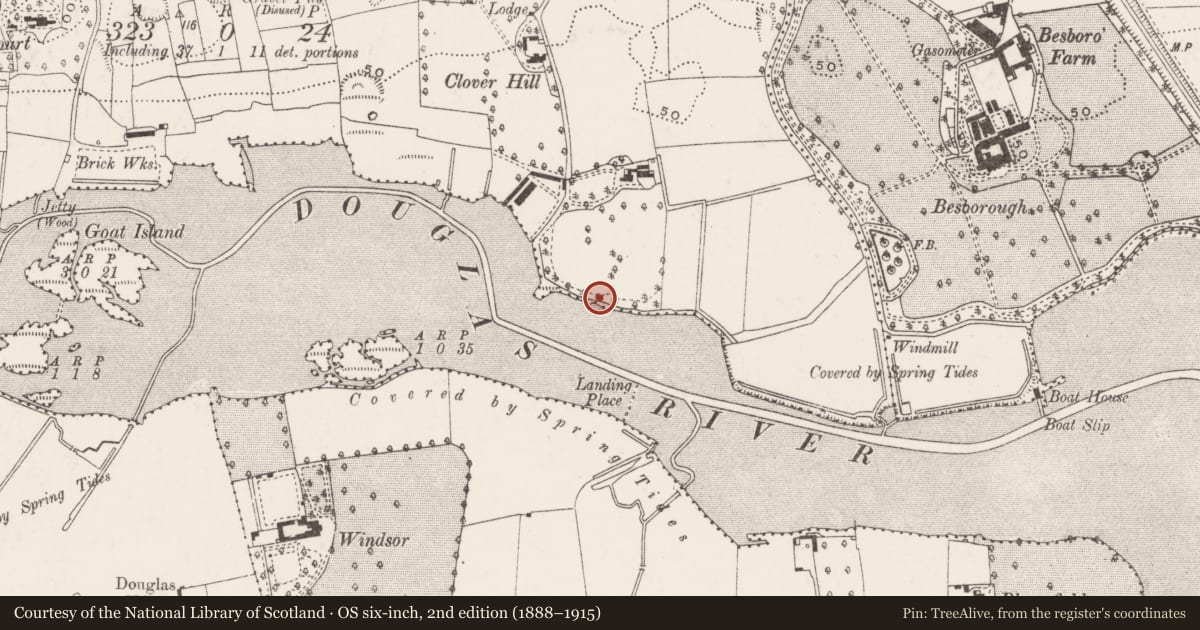 Ordnance Survey six-inch map, 2nd edition (1888–1915) covering the location of Midden, Ballinlough, County Cork, with a pin at the register's coordinates