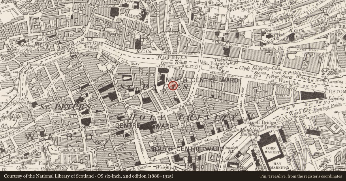 Ordnance Survey six-inch map, 2nd edition (1888–1915) covering the location of House - 18th/19th century, Cork City, County Cork, with a pin at the register's coordinates