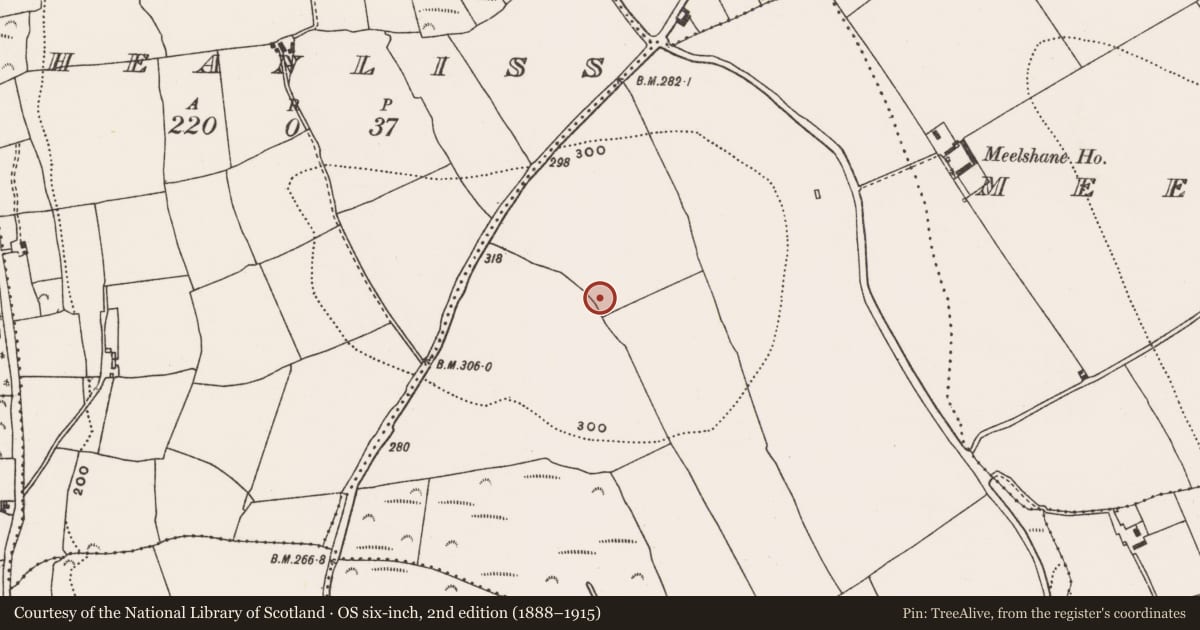 Ordnance Survey six-inch map, 2nd edition (1888–1915) covering the location of Ringfort - rath, Barnabrow, County Cork, with a pin at the register's coordinates