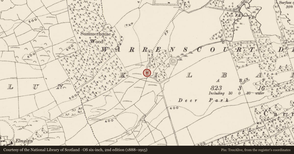 Ordnance Survey six-inch map, 2nd edition (1888–1915) covering the location of Burial ground, Kilbarry (Muskerry West By., Ballinadee Par.), County Cork, with a pin at the register's coordinates