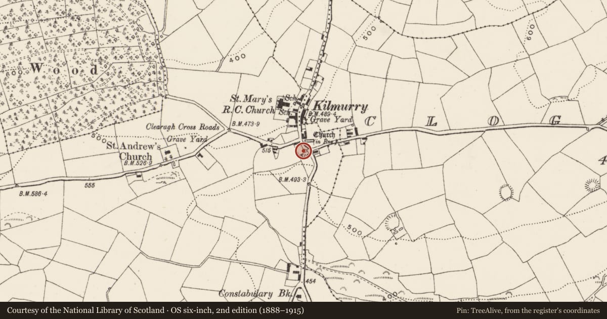 Ordnance Survey six-inch map, 2nd edition (1888–1915) covering the location of Souterrain, Coolduff, County Cork, with a pin at the register's coordinates