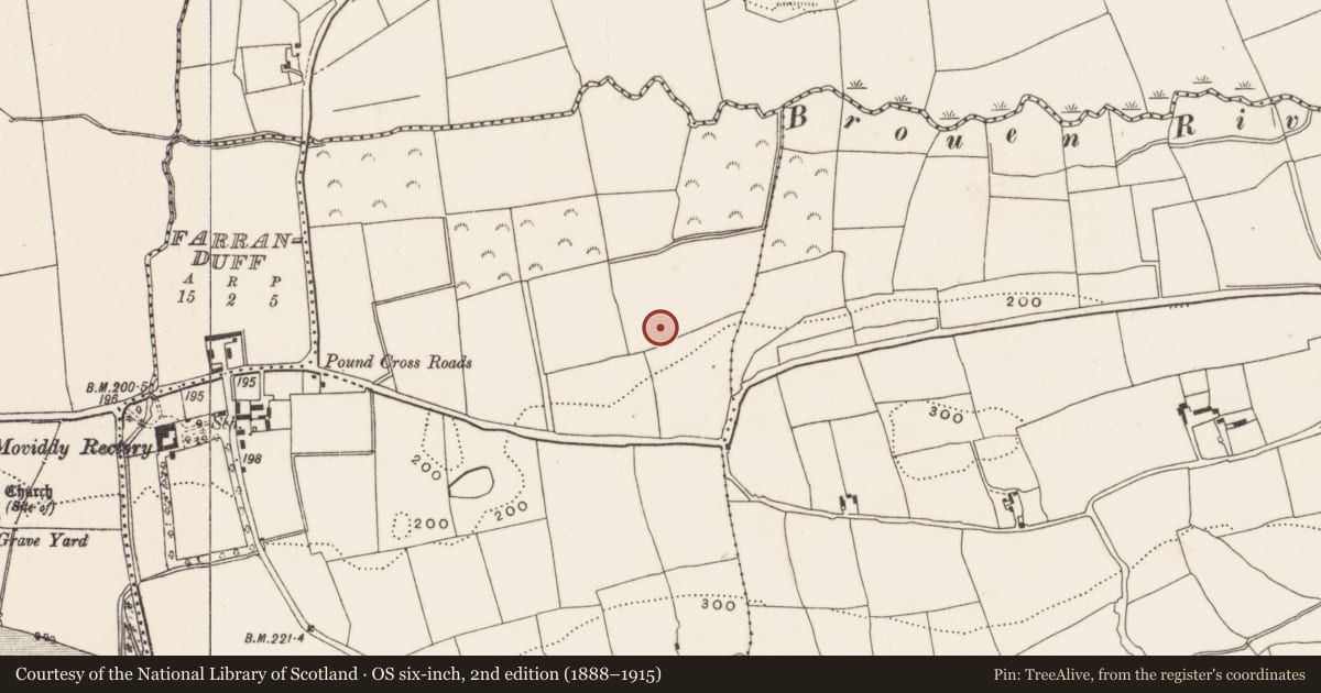 Ordnance Survey six-inch map, 2nd edition (1888–1915) covering the location of Fulacht fia, Garranenamuddagh, County Cork, with a pin at the register's coordinates