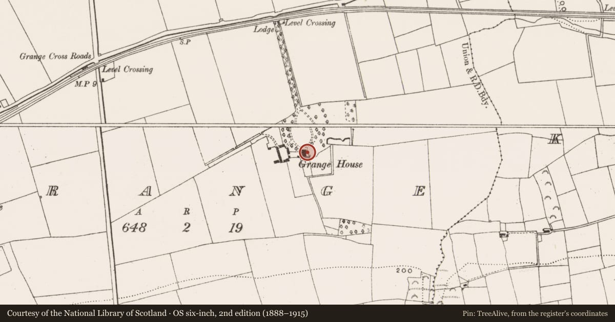 Ordnance Survey six-inch map, 2nd edition (1888–1915) covering the location of Ecclesiastical site, Grange, County Cork, with a pin at the register's coordinates