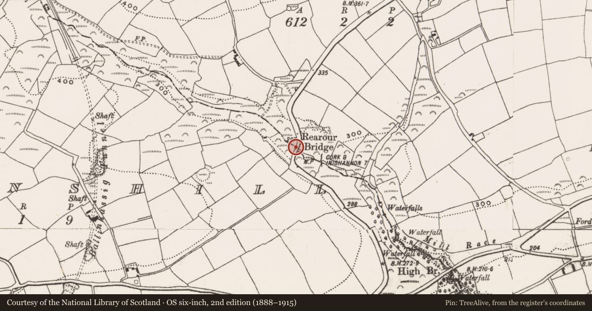 Ordnance Survey six-inch map, 2nd edition (1888–1915) covering the location of Bridge, Gogganshill, Rearour And Barrettshill, County Cork, with a pin at the register's coordinates