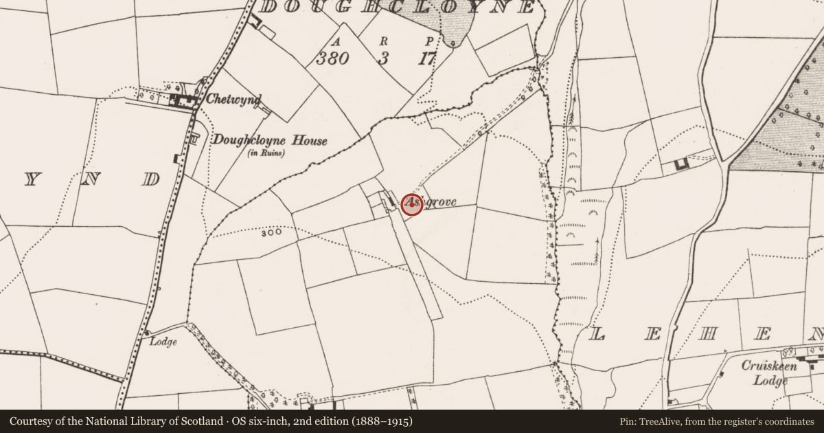 Ordnance Survey six-inch map, 2nd edition (1888–1915) covering the location of Fulacht fia, Gortagoulane, County Cork, with a pin at the register's coordinates