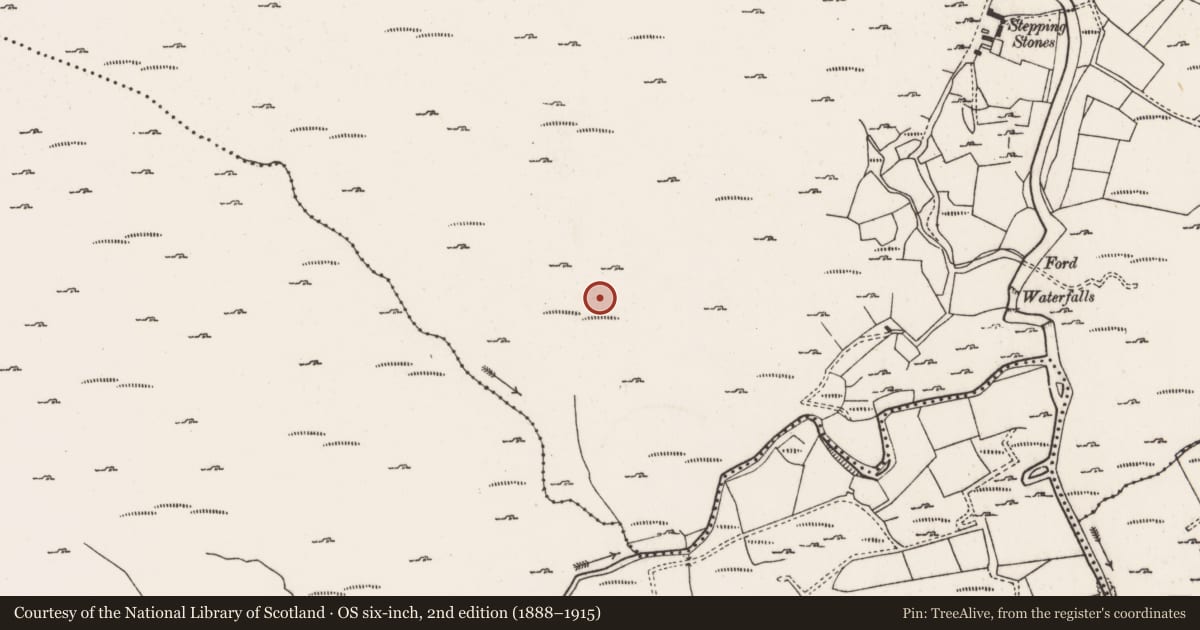 Ordnance Survey six-inch map, 2nd edition (1888–1915) covering the location of Enclosure, Derryclogher, County Cork, with a pin at the register's coordinates