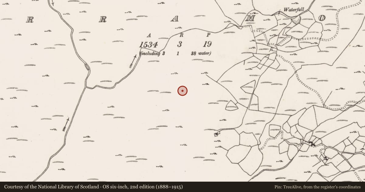 Ordnance Survey six-inch map, 2nd edition (1888–1915) covering the location of Enclosure, Curramore, County Cork, with a pin at the register's coordinates