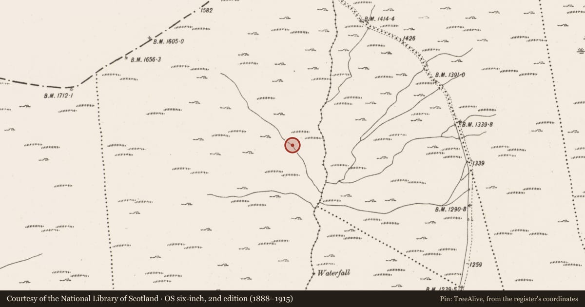 Ordnance Survey six-inch map, 2nd edition (1888–1915) covering the location of Enclosure, Cooleenlemane, County Cork, with a pin at the register's coordinates