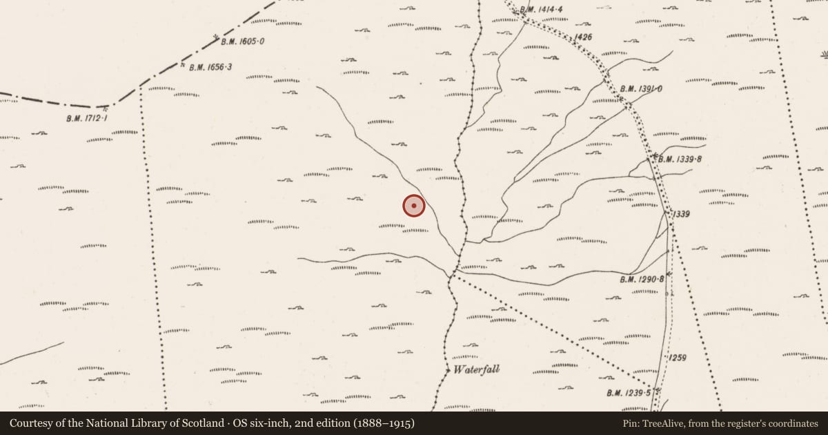 Ordnance Survey six-inch map, 2nd edition (1888–1915) covering the location of Hut site, Cooleenlemane, County Cork, with a pin at the register's coordinates