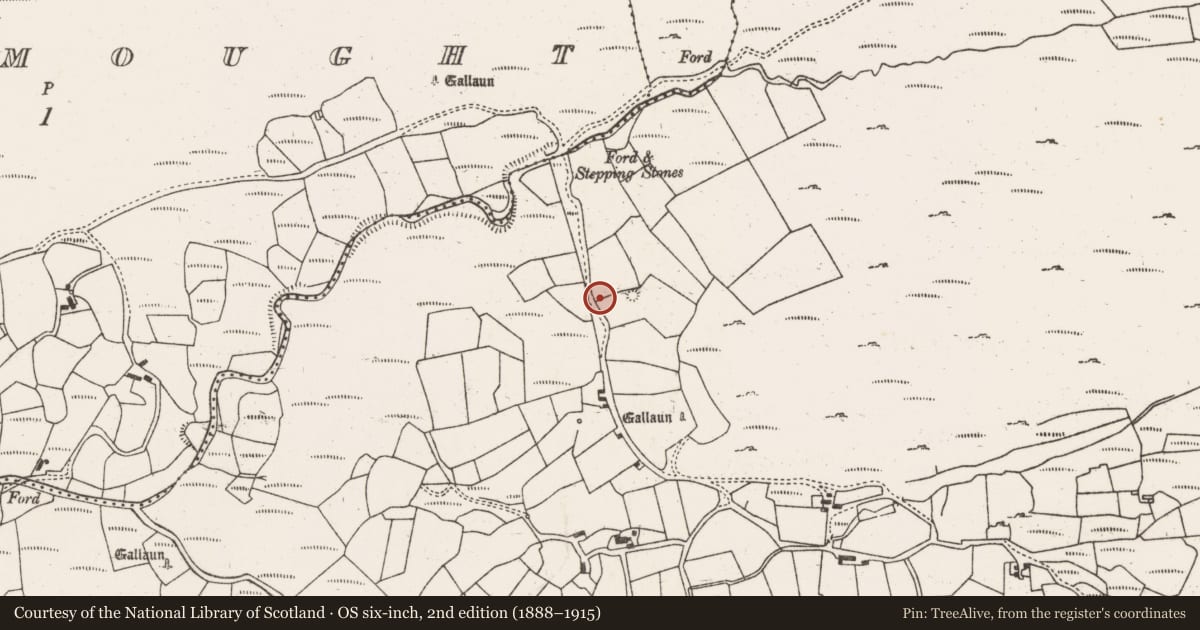 Ordnance Survey six-inch map, 2nd edition (1888–1915) covering the location of Enclosure, Cousane, County Cork, with a pin at the register's coordinates