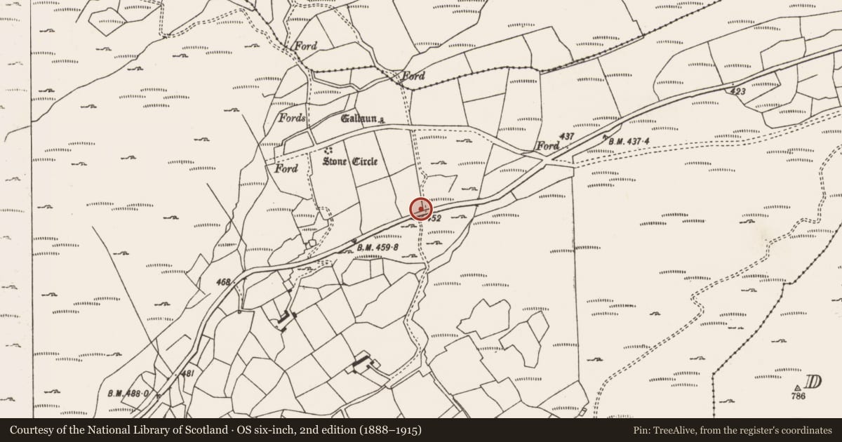 Ordnance Survey six-inch map, 2nd edition (1888–1915) covering the location of Quarry, Glanycarney, County Cork, with a pin at the register's coordinates
