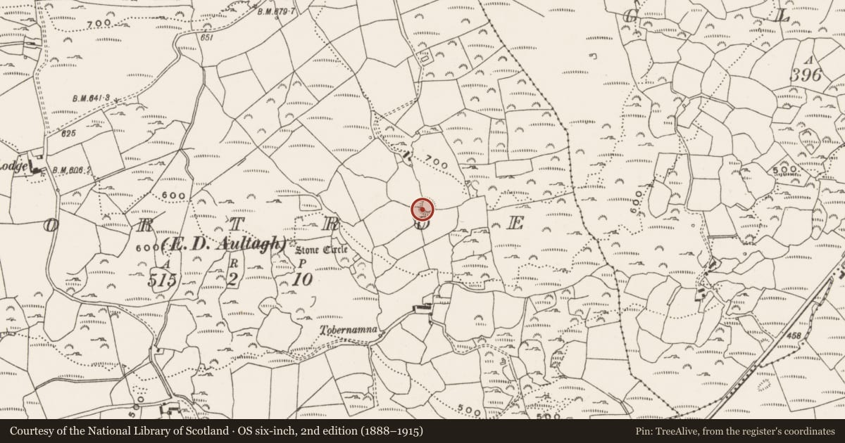 Ordnance Survey six-inch map, 2nd edition (1888–1915) covering the location of Ringfort - rath, Gortroe (Carbery E. (W.D) By., Kilmichael Par.), County Cork, with a pin at the register's coordinates