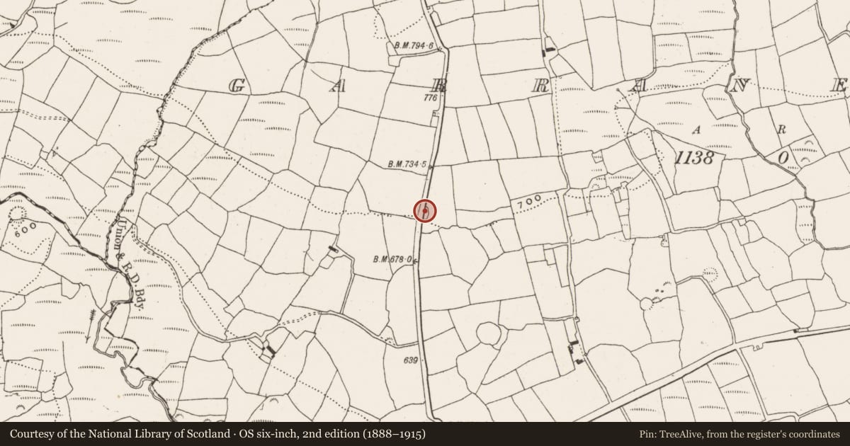 Ordnance Survey six-inch map, 2nd edition (1888–1915) covering the location of Ringfort - rath, Garranereagh, County Cork, with a pin at the register's coordinates