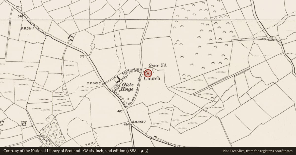 Ordnance Survey six-inch map, 2nd edition (1888–1915) covering the location of Font, Garranes, County Cork, with a pin at the register's coordinates