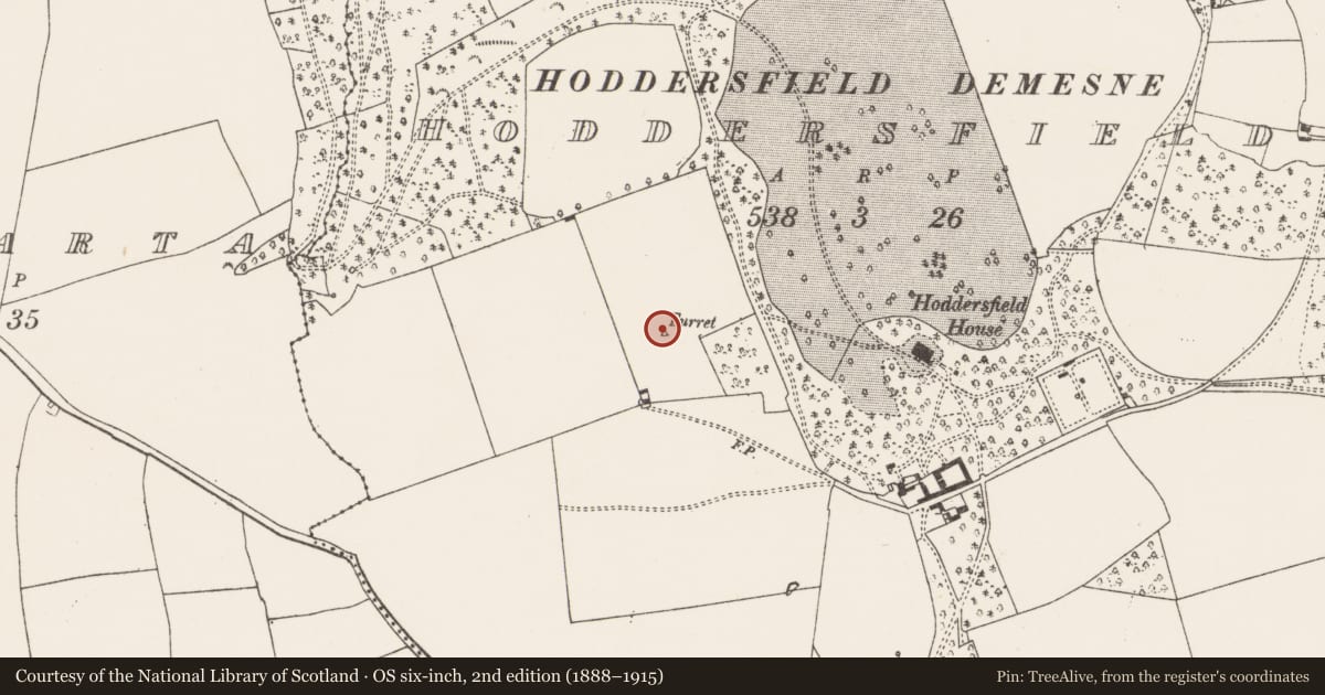 Ordnance Survey six-inch map, 2nd edition (1888–1915) covering the location of Designed landscape - belvedere, Hoddersfield, County Cork, with a pin at the register's coordinates