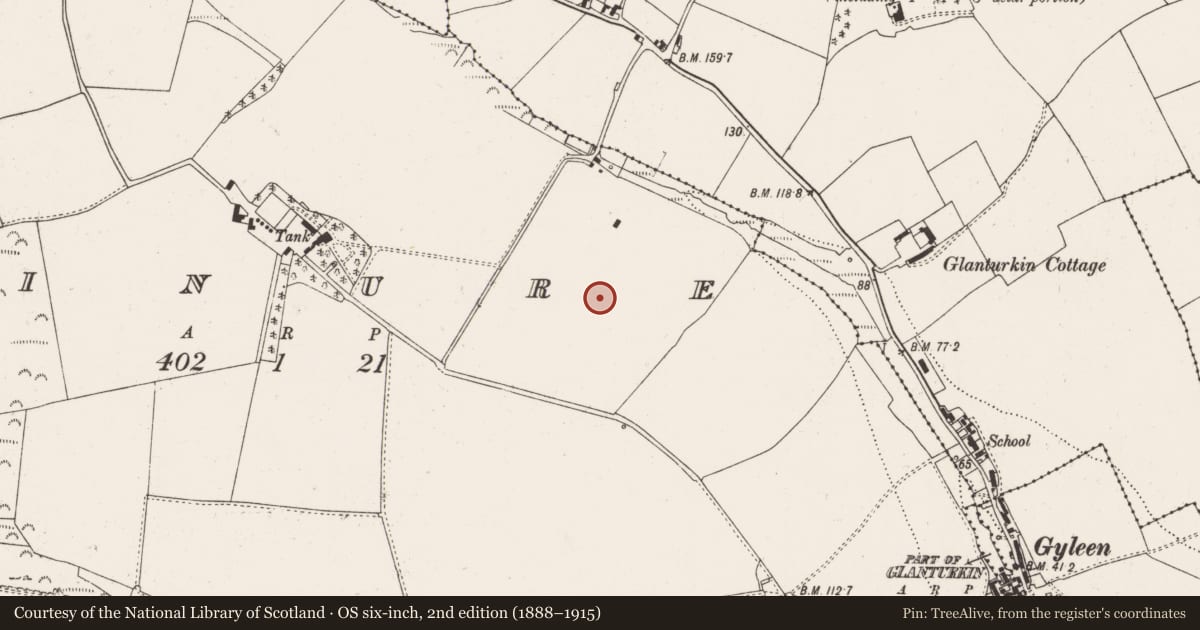 Ordnance Survey six-inch map, 2nd edition (1888–1915) covering the location of Religious house - unclassified, Finure, County Cork, with a pin at the register's coordinates