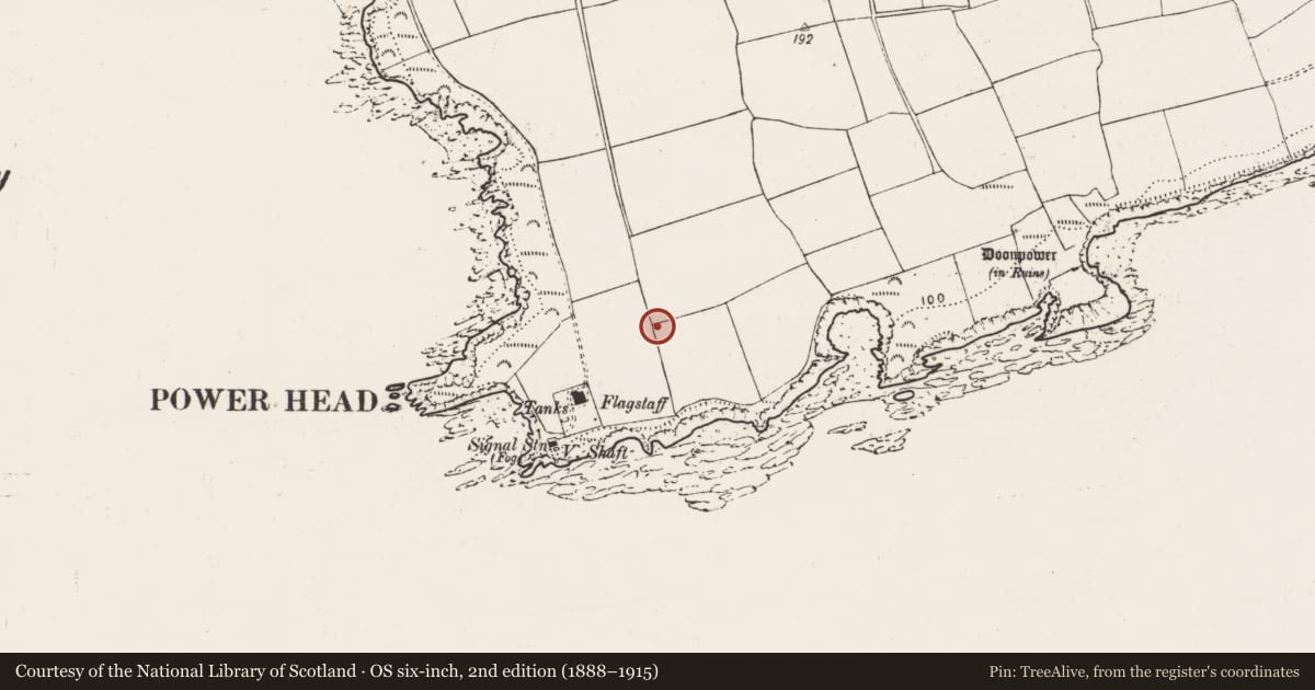 Ordnance Survey six-inch map, 2nd edition (1888–1915) covering the location of Prehistoric site - lithic scatter, Lahard, County Cork, with a pin at the register's coordinates