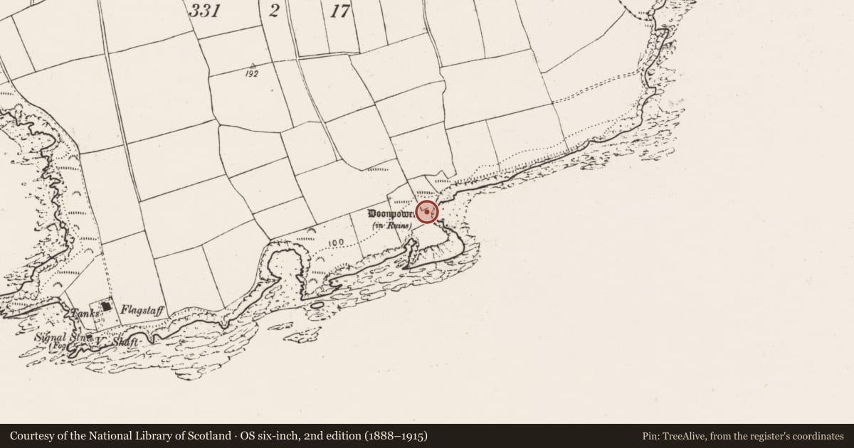 Ordnance Survey six-inch map, 2nd edition (1888–1915) covering the location of Castle - unclassified, Lahard, County Cork, with a pin at the register's coordinates