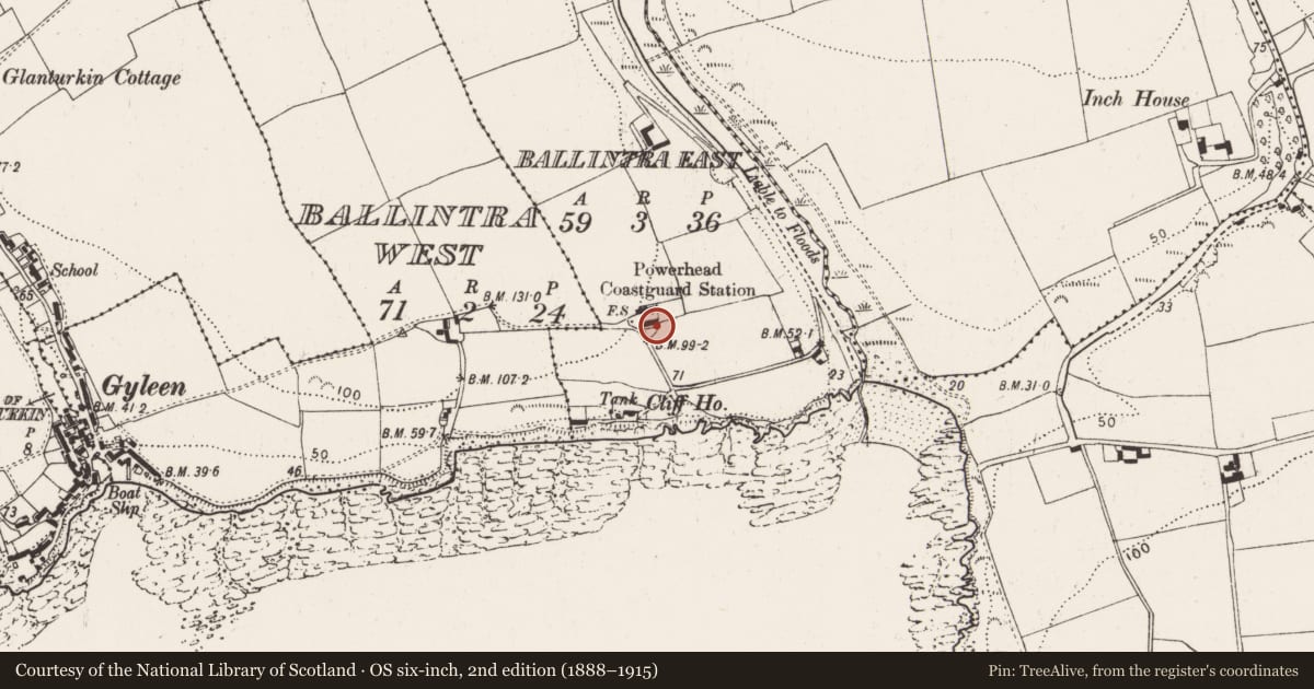 Ordnance Survey six-inch map, 2nd edition (1888–1915) covering the location of House - indeterminate date, Ballintra East, County Cork, with a pin at the register's coordinates