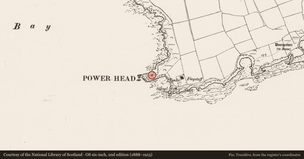 Ordnance Survey six-inch map, 2nd edition (1888–1915) covering the location of Promontory fort - coastal, Lahard, County Cork, with a pin at the register's coordinates