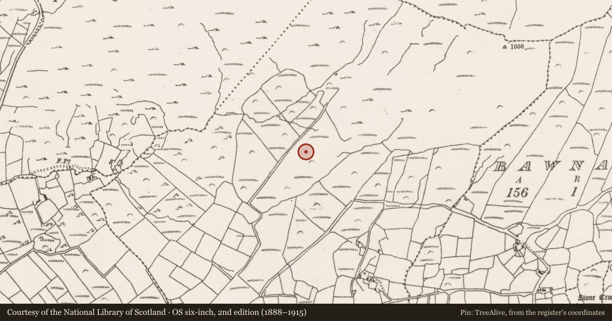 Ordnance Survey six-inch map, 2nd edition (1888–1915) covering the location of Ringfort - cashel, Crumpane, County Cork, with a pin at the register's coordinates