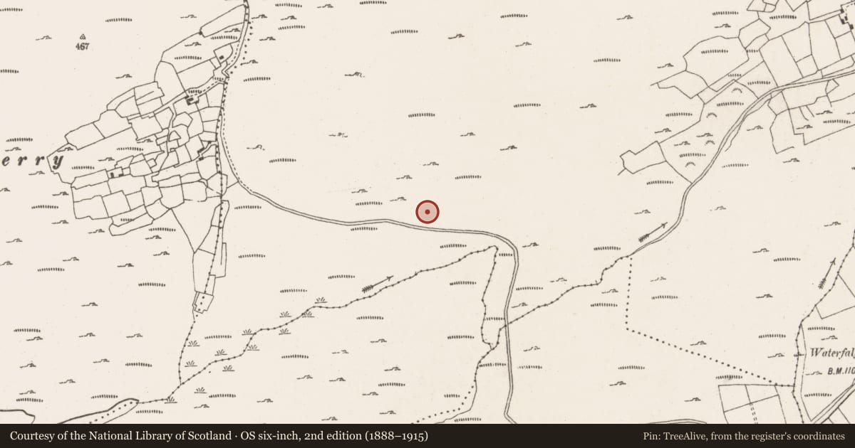 Ordnance Survey six-inch map, 2nd edition (1888–1915) covering the location of Enclosure, Ardgroom Inward, County Cork, with a pin at the register's coordinates