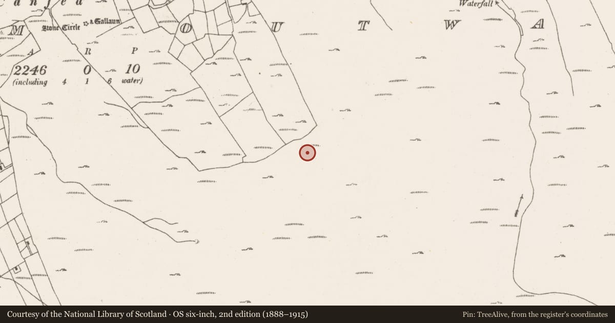 Ordnance Survey six-inch map, 2nd edition (1888–1915) covering the location of Hut site, Ardgroom Outward, County Cork, with a pin at the register's coordinates