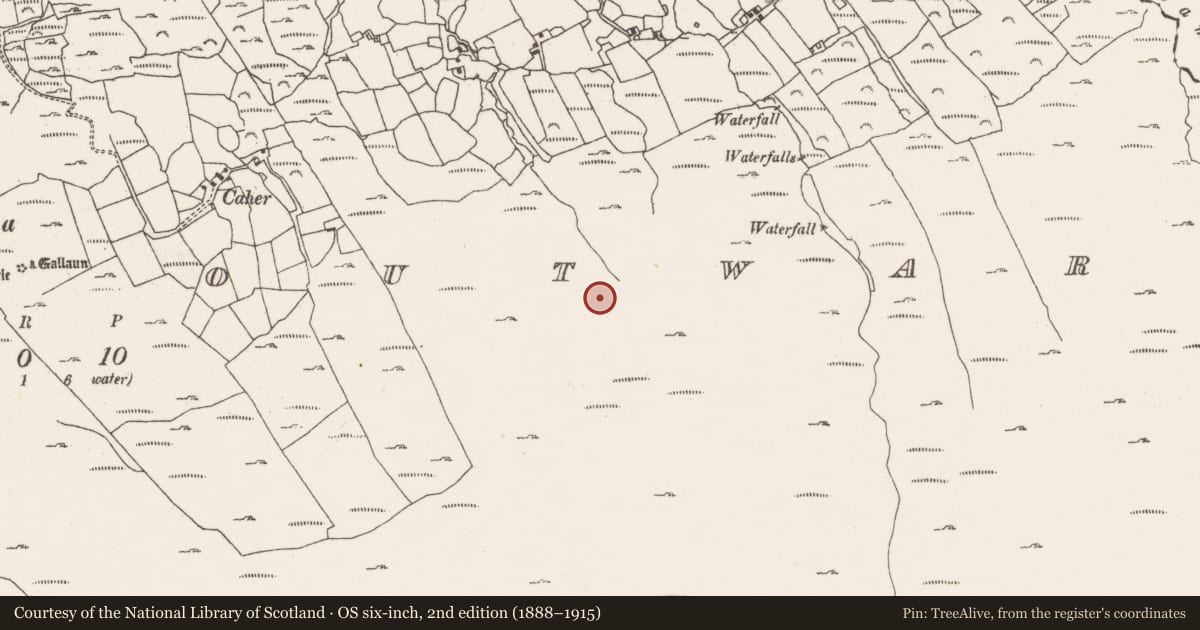 Ordnance Survey six-inch map, 2nd edition (1888–1915) covering the location of Burnt mound, Ardgroom Outward, County Cork, with a pin at the register's coordinates