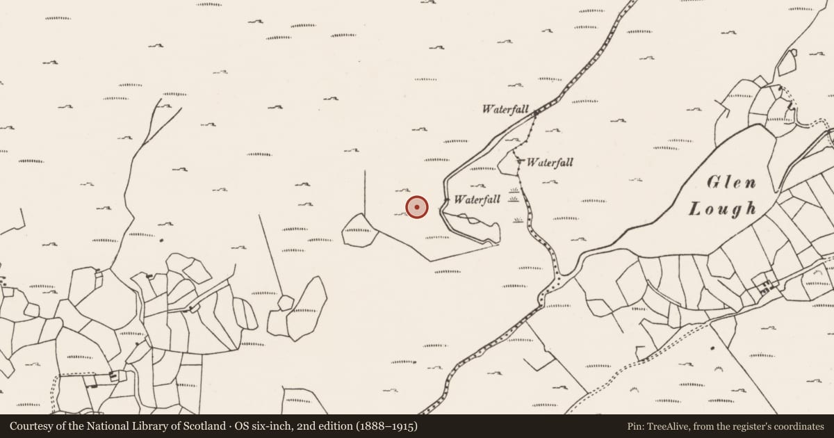 Ordnance Survey six-inch map, 2nd edition (1888–1915) covering the location of Hut site, Canshanavoe, County Cork, with a pin at the register's coordinates