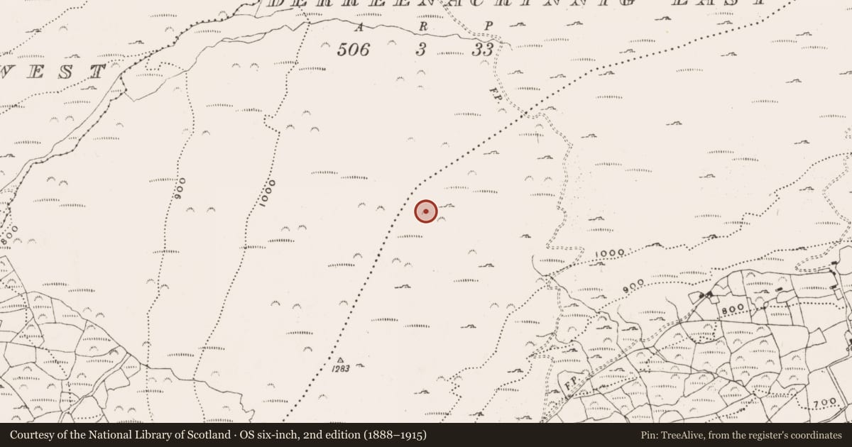 Ordnance Survey six-inch map, 2nd edition (1888–1915) covering the location of Hut site, Garranes North, County Cork, with a pin at the register's coordinates