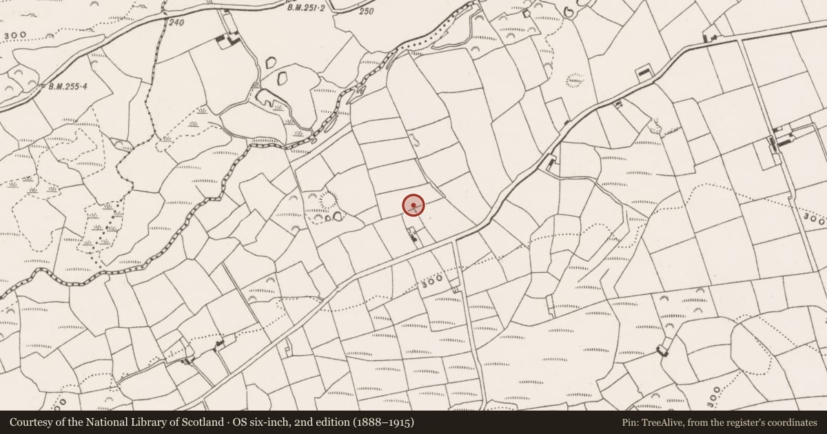 Ordnance Survey six-inch map, 2nd edition (1888–1915) covering the location of Souterrain, Kilbarry, County Cork, with a pin at the register's coordinates
