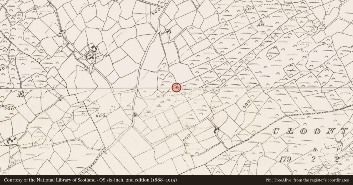 Ordnance Survey six-inch map, 2nd edition (1888–1915) covering the location of Souterrain, Kilbarry, County Cork, with a pin at the register's coordinates