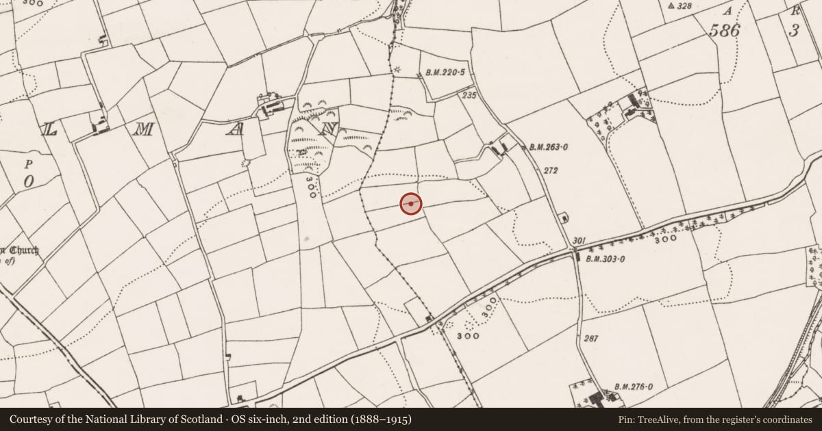 Ordnance Survey six-inch map, 2nd edition (1888–1915) covering the location of Enclosure, Cappaknockane, County Cork, with a pin at the register's coordinates