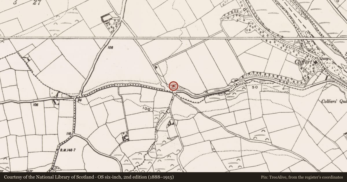 Ordnance Survey six-inch map, 2nd edition (1888–1915) covering the location of Burial ground, Dromkeen, County Cork, with a pin at the register's coordinates