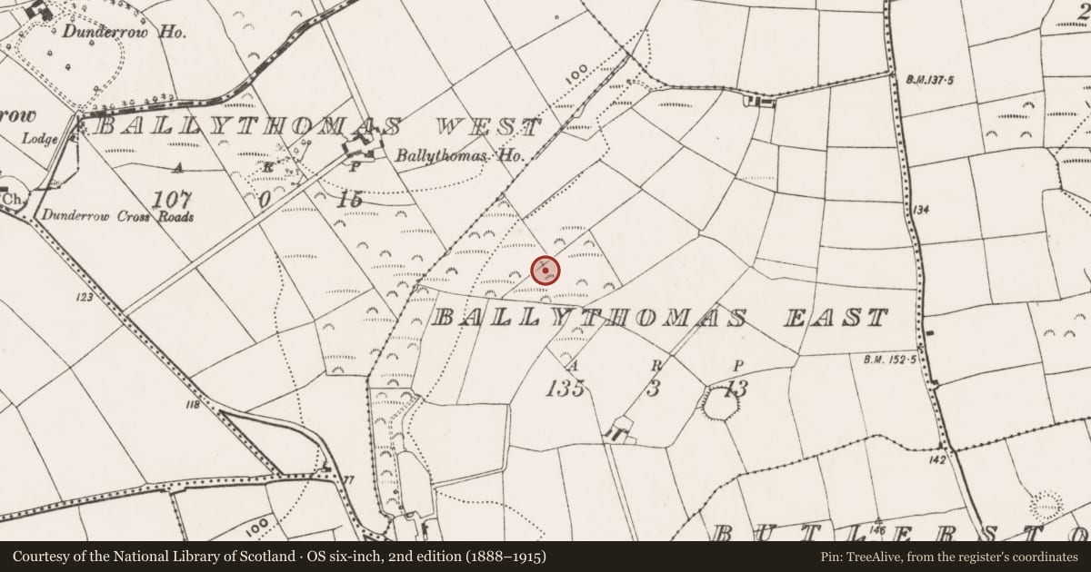 Ordnance Survey six-inch map, 2nd edition (1888–1915) covering the location of Battlefield, County Cork, with a pin at the register's coordinates