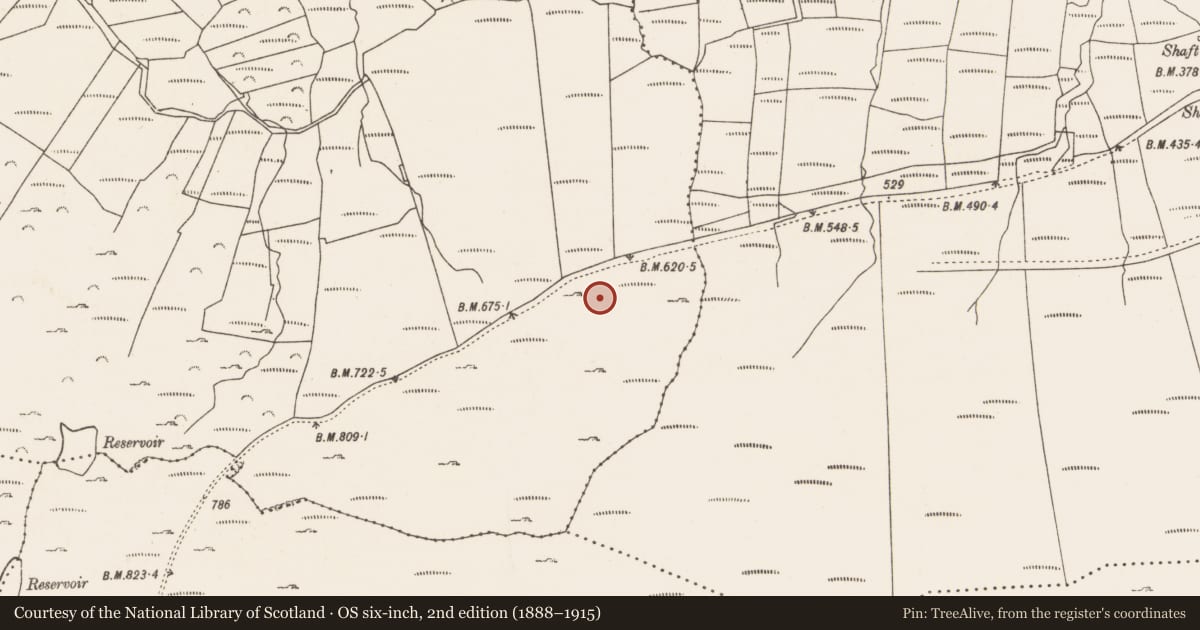 Ordnance Survey six-inch map, 2nd edition (1888–1915) covering the location of Mass-rock, Caherkeen, County Cork, with a pin at the register's coordinates