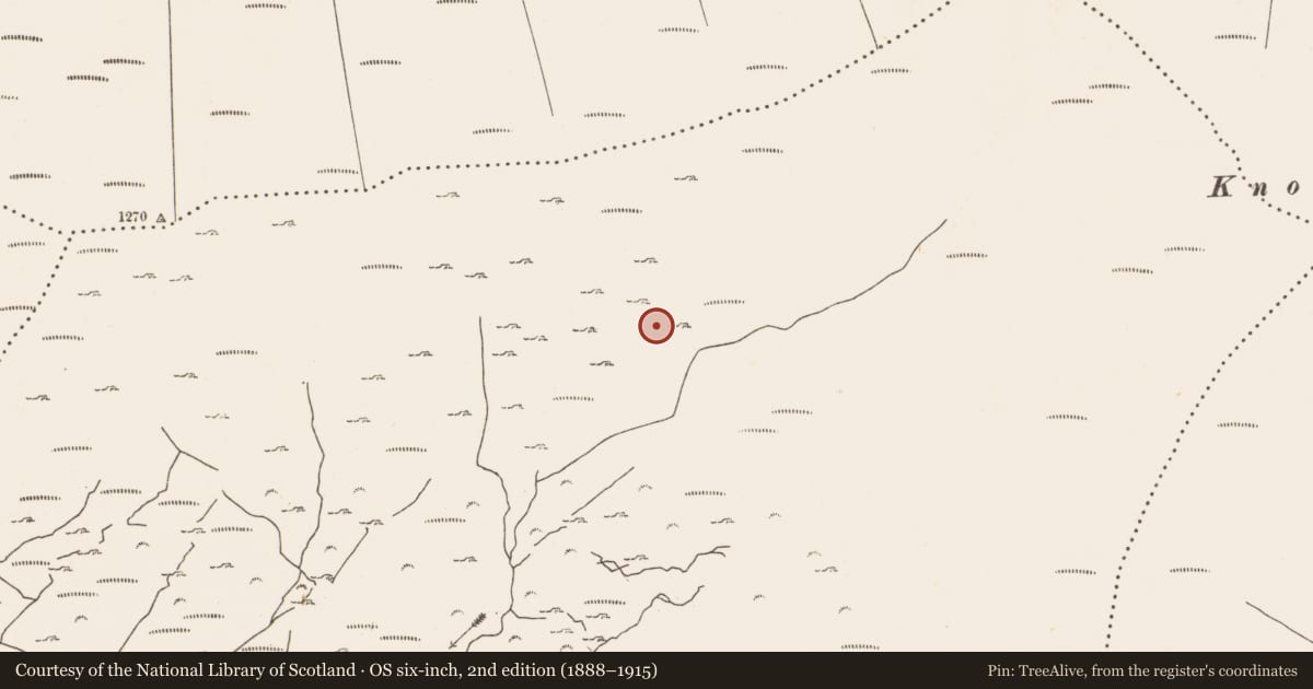 Ordnance Survey six-inch map, 2nd edition (1888–1915) covering the location of Hut site, Coom, County Cork, with a pin at the register's coordinates