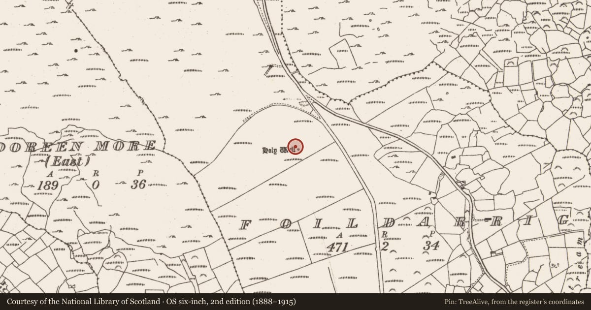 Ordnance Survey six-inch map, 2nd edition (1888–1915) covering the location of Enclosure, Foildarrig, County Cork, with a pin at the register's coordinates