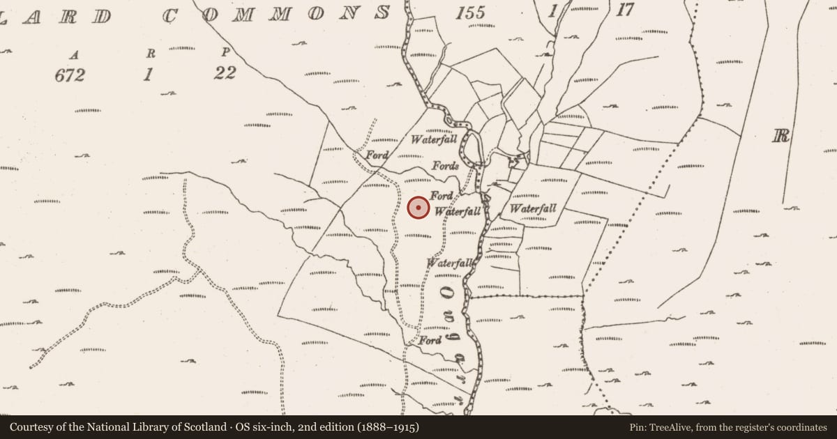 Ordnance Survey six-inch map, 2nd edition (1888–1915) covering the location of Hut site, Ballard Commons, County Cork, with a pin at the register's coordinates
