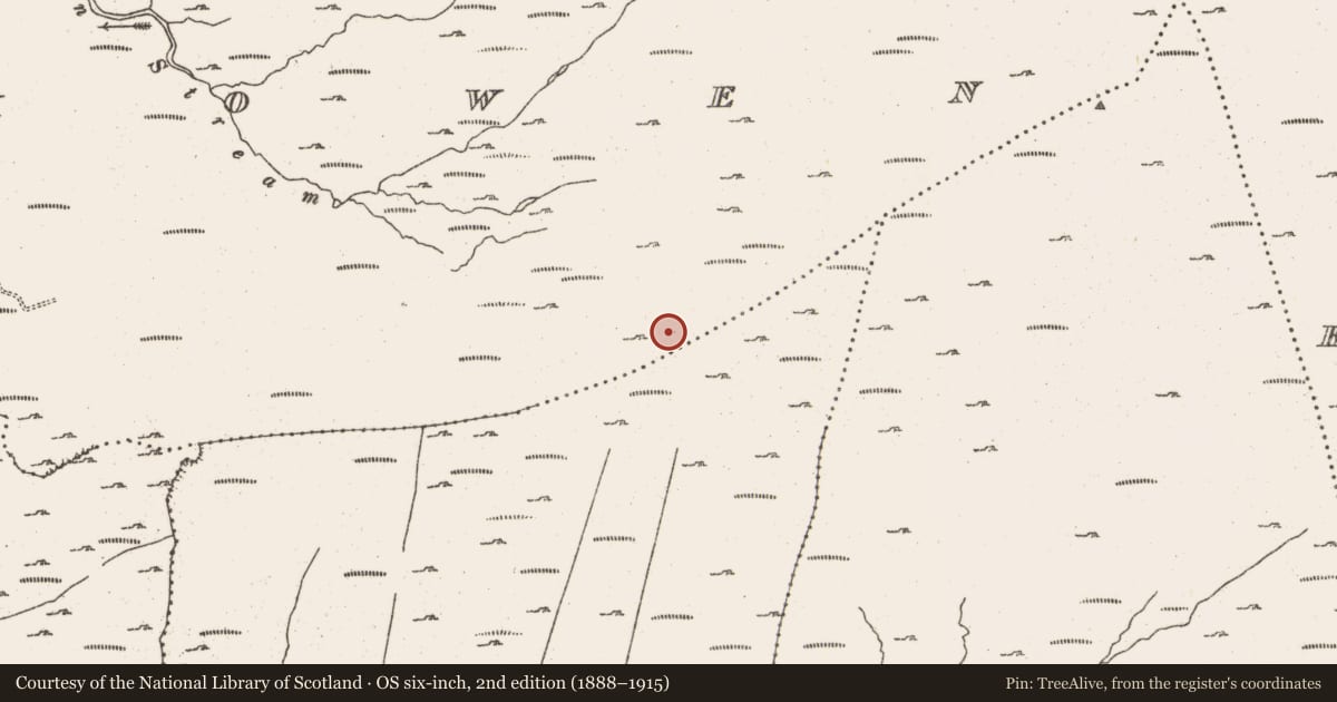 Ordnance Survey six-inch map, 2nd edition (1888–1915) covering the location of Ritual site - holy well, Kilmackowen, County Cork, with a pin at the register's coordinates