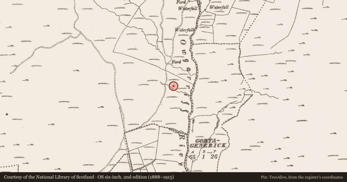 Ordnance Survey six-inch map, 2nd edition (1888–1915) covering the location of Hut site, Ballard Commons, County Cork, with a pin at the register's coordinates