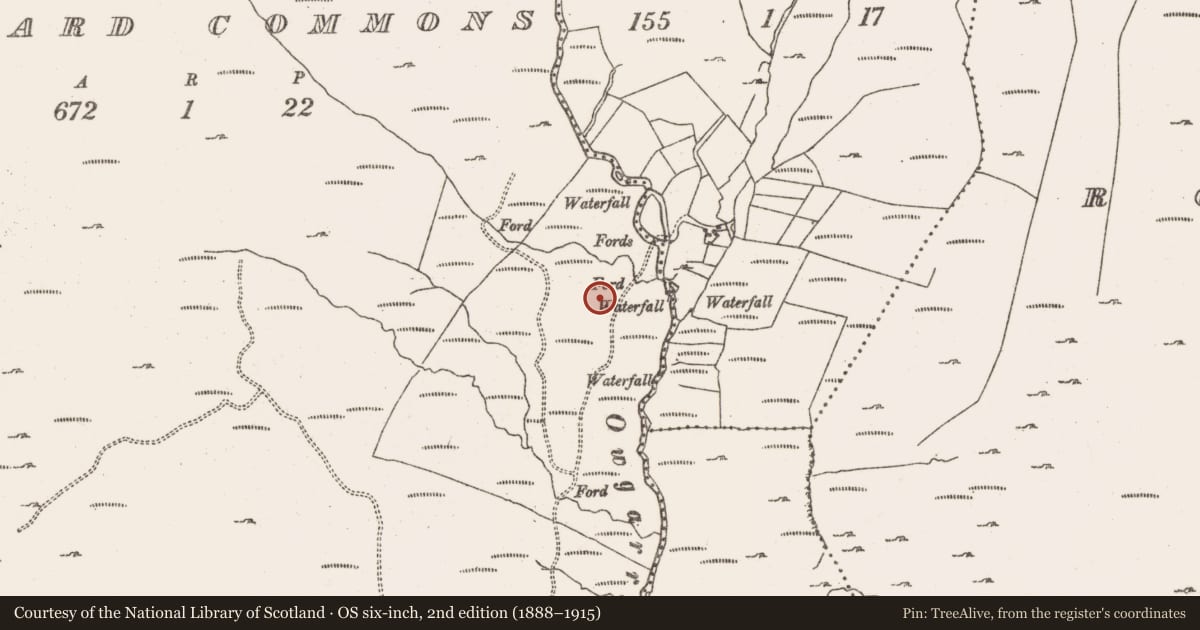 Ordnance Survey six-inch map, 2nd edition (1888–1915) covering the location of Hut site, Ballard Commons, County Cork, with a pin at the register's coordinates