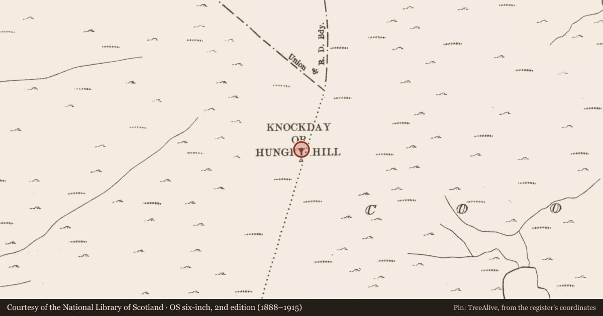 Ordnance Survey six-inch map, 2nd edition (1888–1915) covering the location of Cairn - unclassified, Rossmackowen Commons, County Cork, with a pin at the register's coordinates
